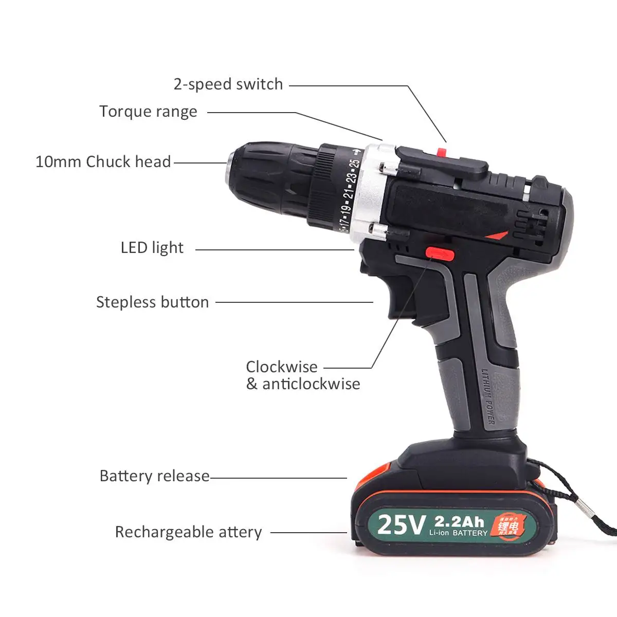 25V Cordless Electric Screwdriver Impact Driver 3/8'' Rechargeable Li-ion Batteries Drill Install Home Power Tools Double Speed 25V Cordless Electric Screwdriver Impact Driver 3/8'' Rechargeable Li-ion Batteries Drill Install Home Power Tools Double Speed
