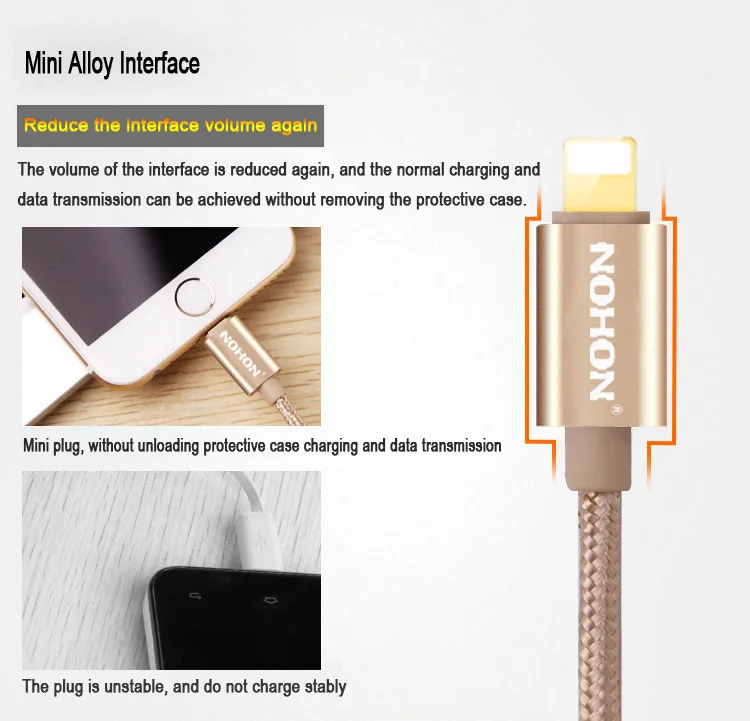 NOHON 8-контактный USB кабель для iPhone 8X7 6 6S Plus 5 5S 5C SE iOS 10 9 8 iPad iPod кабели для быстрой зарядки и синхронизации данных