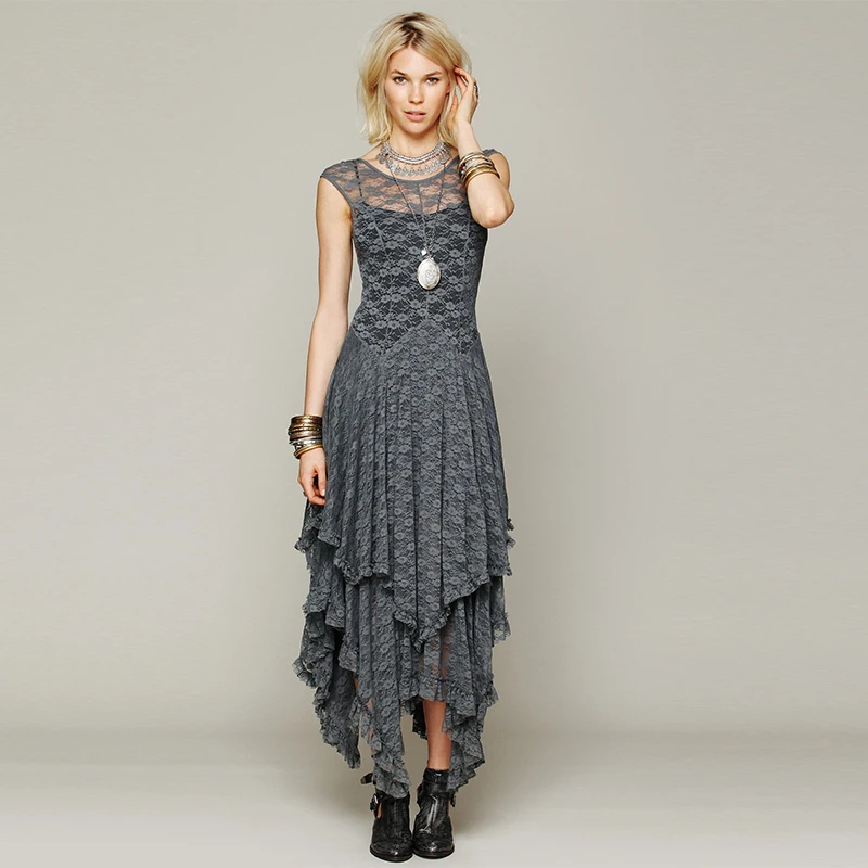 

2018 New brand Irregular high high lace dress sexy long dress Q35