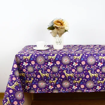 

New Europe Print High Quality Tablecloth for Dinner Linen Cloth Bohemia Style Decorative Cotton Linen Table Cloth 2 Colours