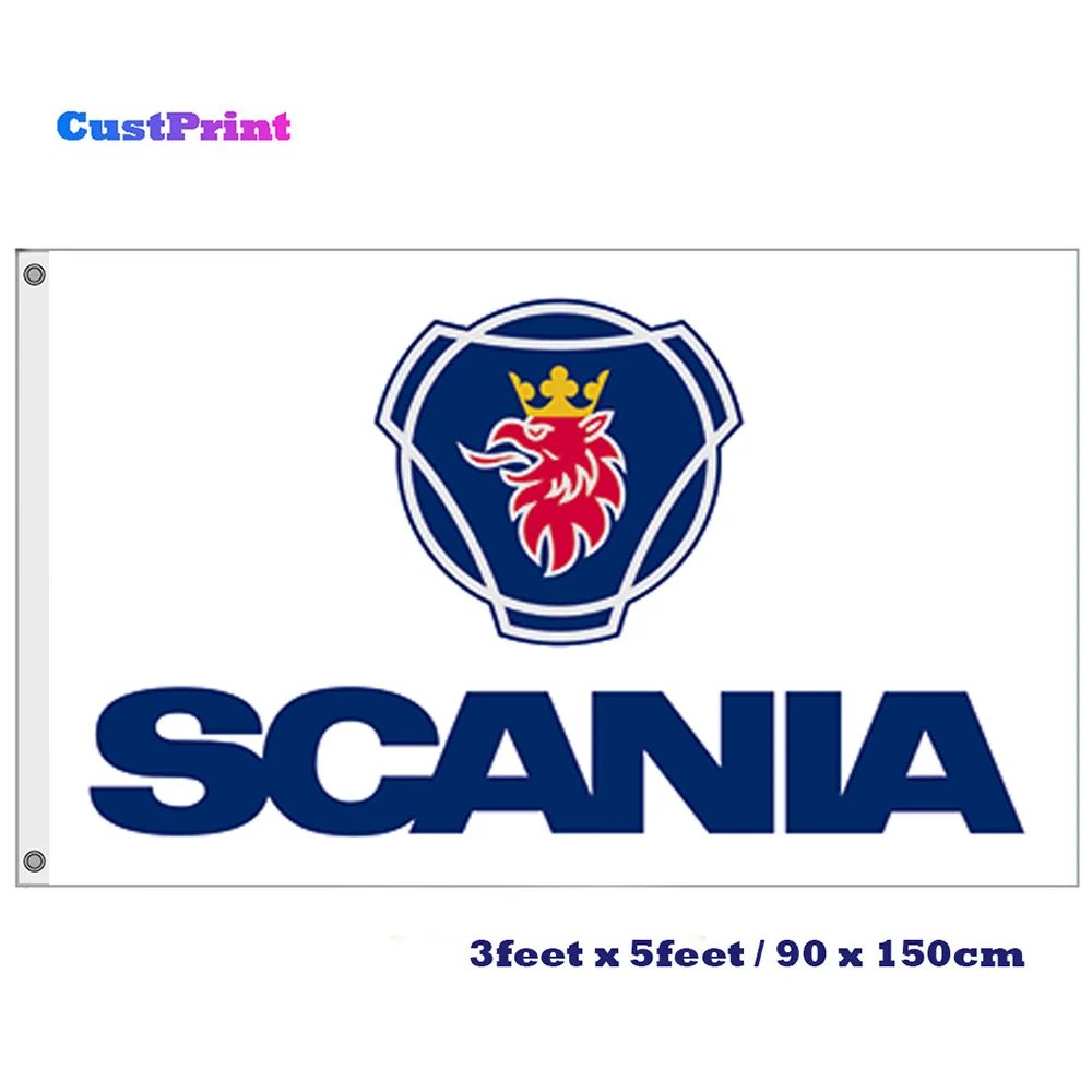 CustPrint 3x5 футов Scania грузовики логотип флаг баннер с 2 металлическими Люверсами