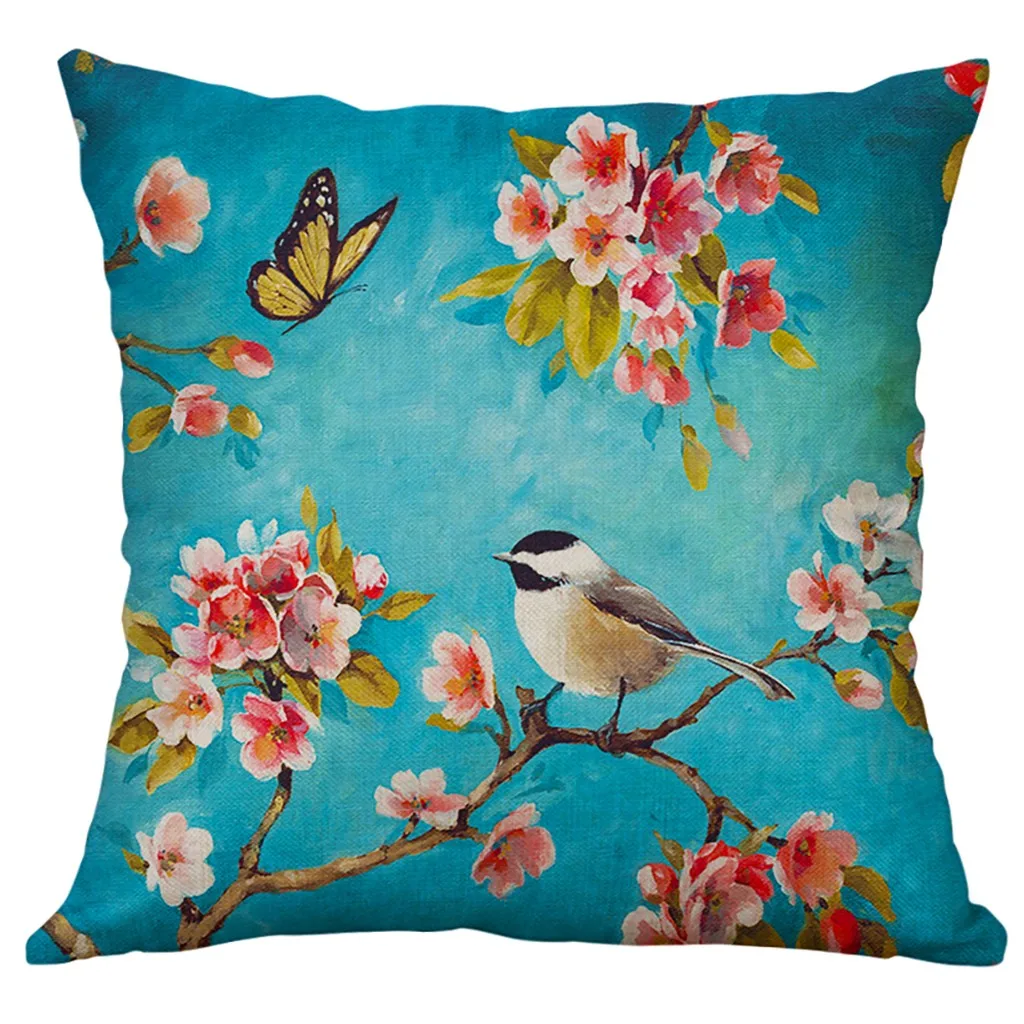 

KXAAXS pillow case with flower printing 2019 square Simple Linen Creative Lovely Pillow Cover for chair kissenbezug sterne#y45