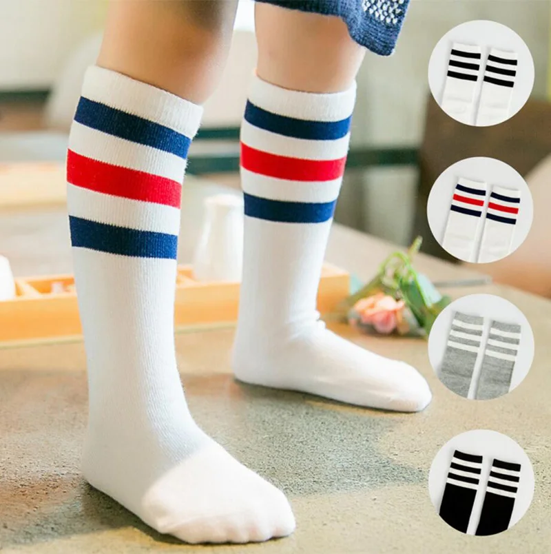 Toddler knee high sock cotton Baby Boy Girl Socks anti slip stripe leg warmers For newborns infantile