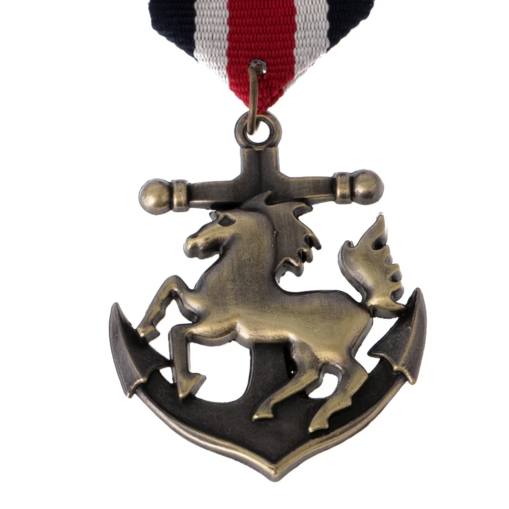 Phenovo Fashion Horse Anchor Brooch Pin Medal Brooch Pin Collar Tips for Mens Gift Steampunk for Banquet Clothing Embellishment 