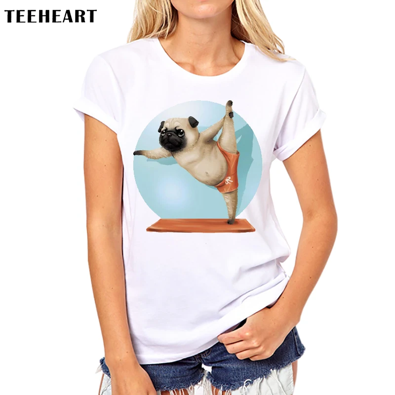 TEEHEART хиппи танцевал мопса Забавные милые животные свободные женские круглый