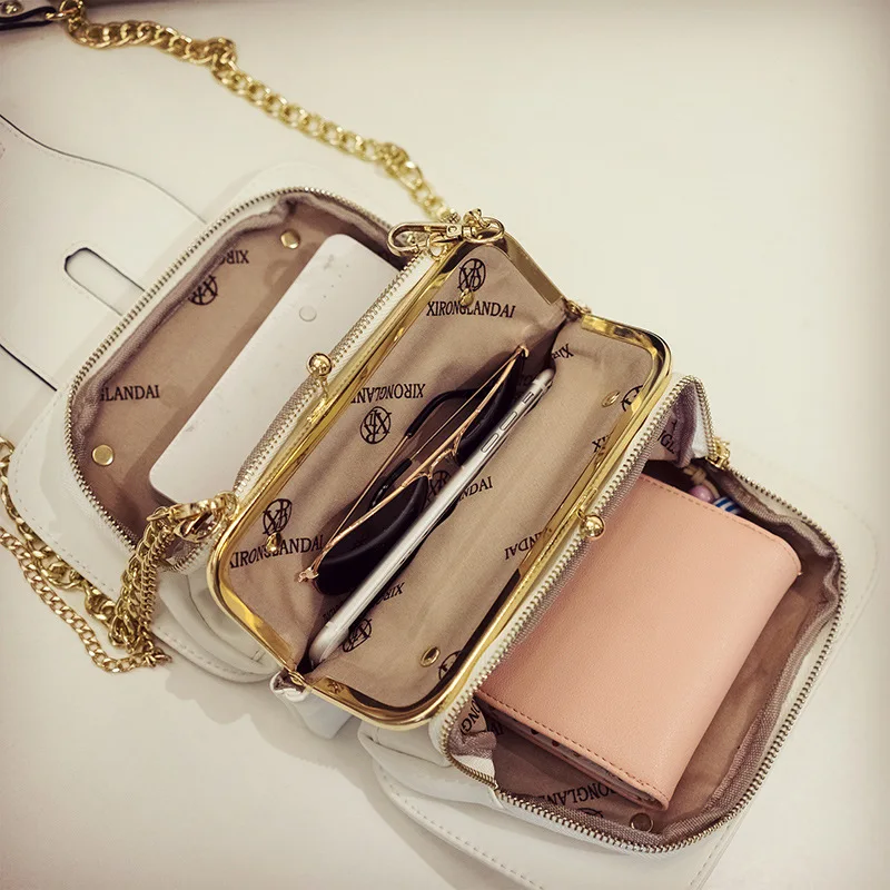 

2019 PU Leather Women Messenger Bag Lipstick lock Crossbody Bag Chain Trendy Candy Color Small Flap Shopping Handbag 698
