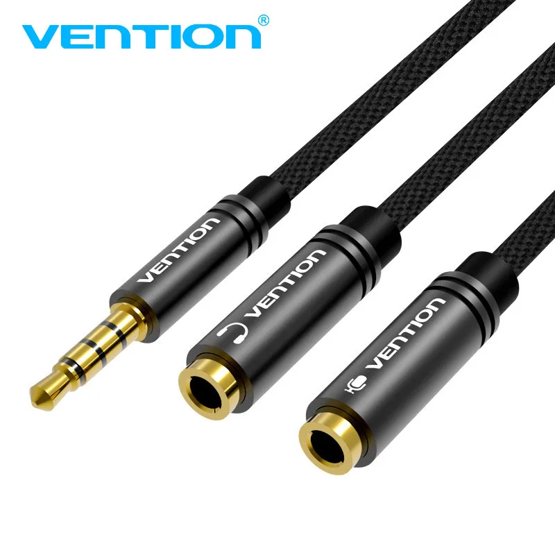 

Vention 3.5mm Audio Splitter Aux Cable for Computer Jack 3.5 Male to 2 Female Mic Y Splitter Earphone Headphone Extension Cable