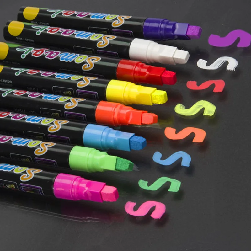 

Fluorescent Plate Special Erasable Highlighter Pen Marker Flashing Color Pen Environmentally Friendly Dust-free Liquid Chalk