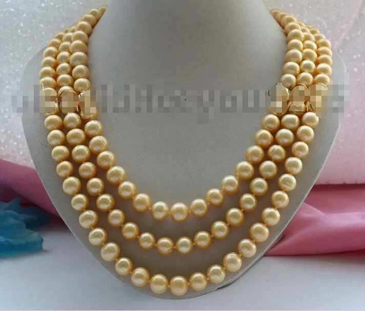 

Free shipping >>>>>>68" Longest Genuine Natural 11mm Golden Round Pearl Necklace #f1744!