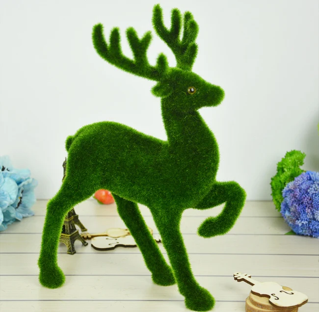 Креативная искусственная трава олень дерн маленькие милые животные Рождественский поддельный олень пластиковый мох камень декоративный домашний стол дисплей