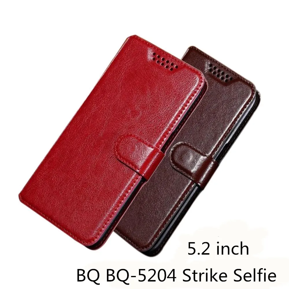 

Wallet Case Luxury Retro PU Leather Back Cover Case For BQ BQ-5204 Strike Selfie Case Flip Protective Phone Cases