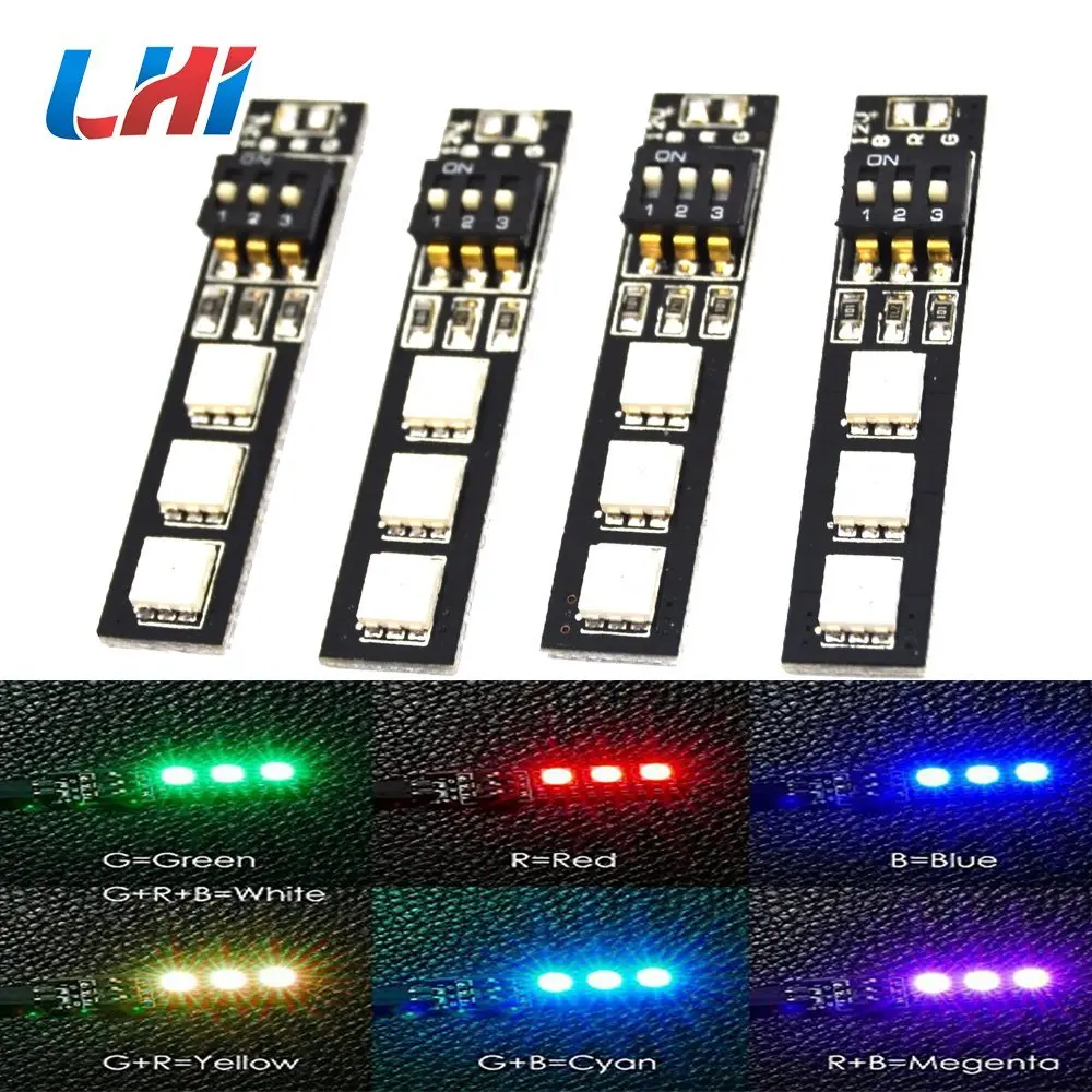 

4 Pcs RGB 5050 12v Led Lights Board 7 Color Dip Switch for dron quadrocopter quadcopter helicopter