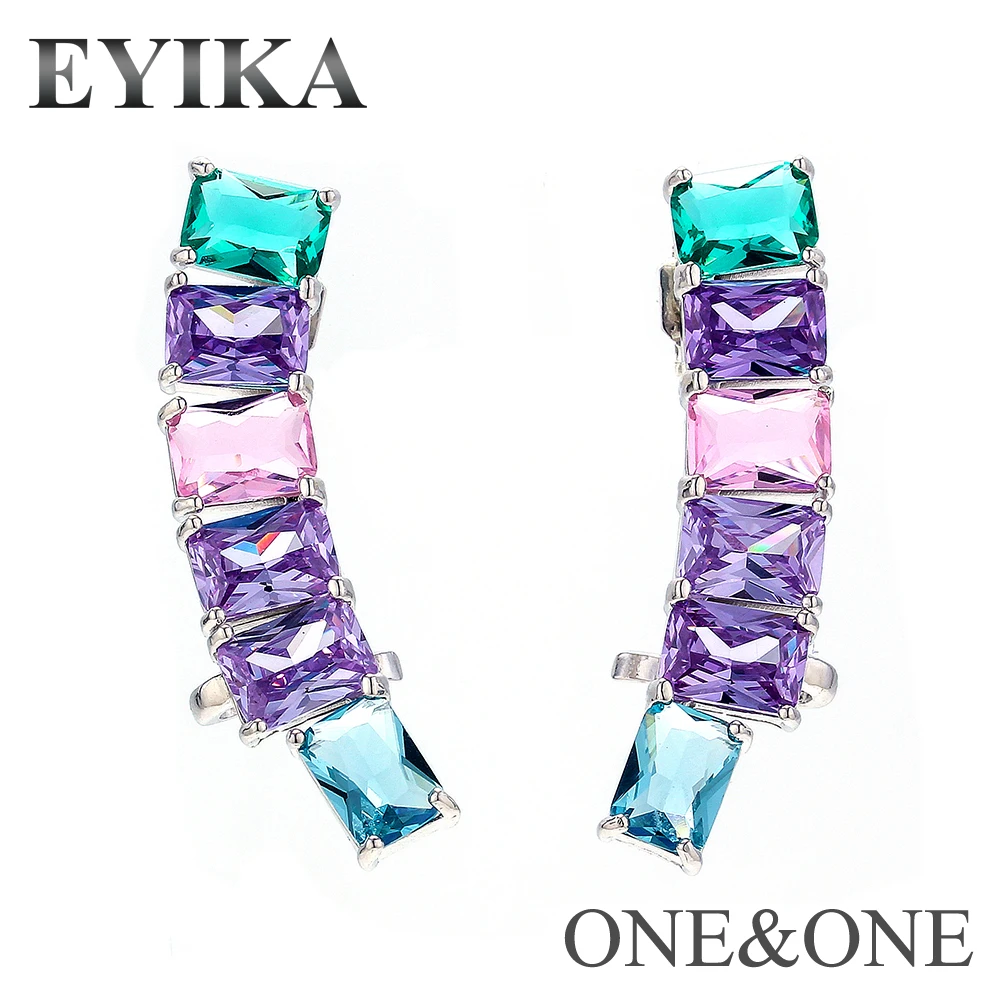 Eeyika, винтажные новые поддельные серьги, квадратная форма, стекло, смешанные цвета, серьги-гвоздики, опт, женские роскошные модные ювелирные изделия