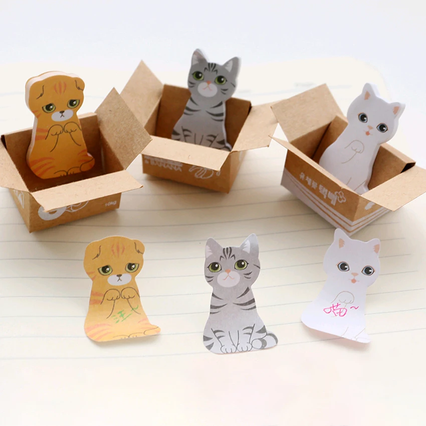30 листов/шт 3D Kawaii Cat Box наклейки липкие Примечания офисные и школьные