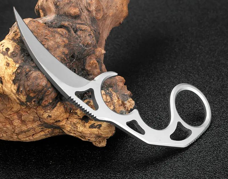 KKWOLF Тактический карманный нож черный 7CR17 из нержавеющей стали karambit нож с фиксированным лезвием Стальной Охотничий нож для выживания