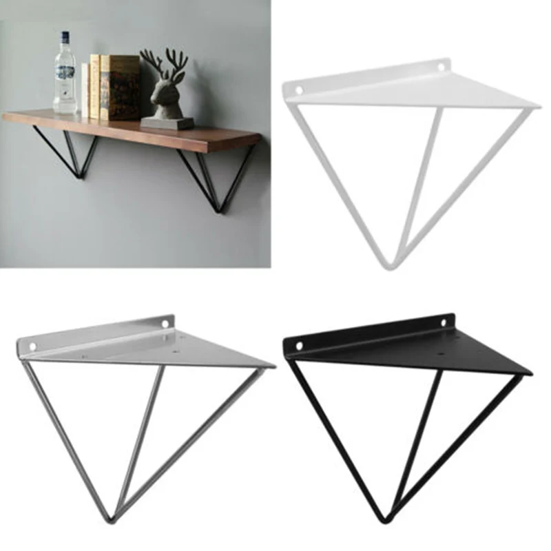 2Pcs Sliver/Black/White Wall Mount Shelf Triangular Bracket Metal Industrial Release Support Bench Table Shelf Bracket