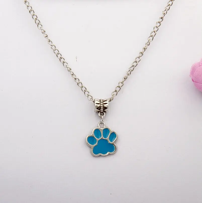 

2016 10PCS Hot Zinc Alloy Drop Glaze Multicolor Dog Paw Prints Charm Amulet Pendant Necklace Fashion Jewelry For Women&Men G363