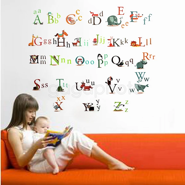 26 animals design alphabet wall stickers baby nursery safe pvc educational decalchina mainland - Baby Wall Designs 26 animals design alphabet wall stickers baby nursery safe pvc educational decalchina mainland - Baby Wall Designs