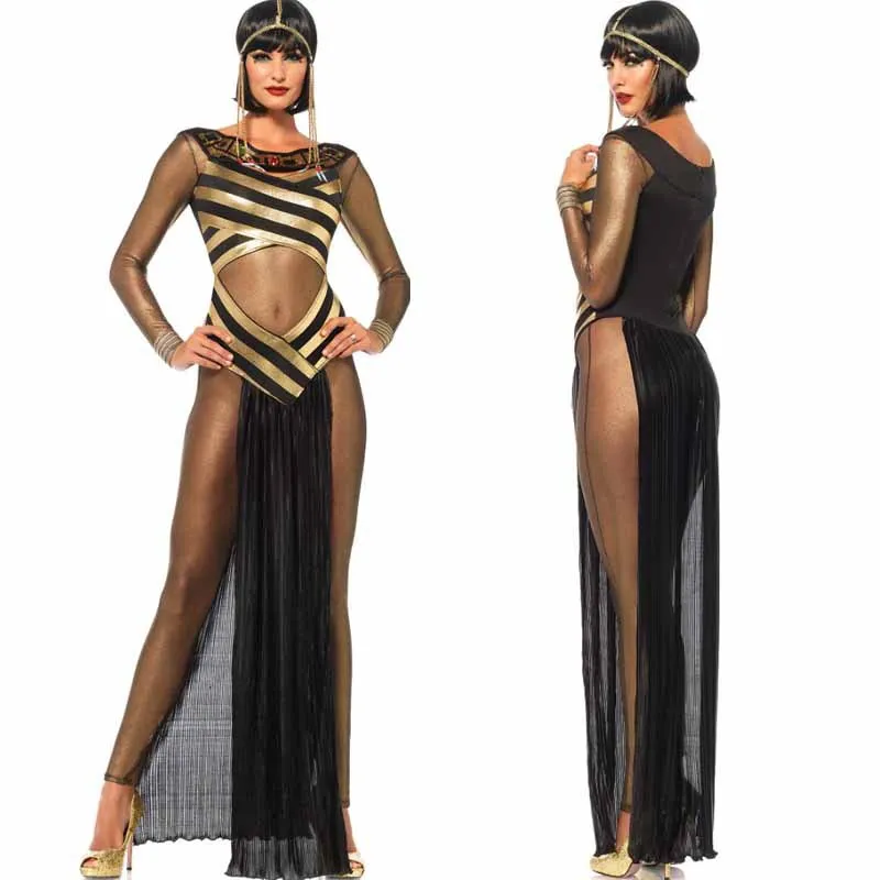 Королева Нила Взрослый египетский костюм Клеопатра для дам маскарадный костюм костюмы на Хэллоуин для женщин длинное платье