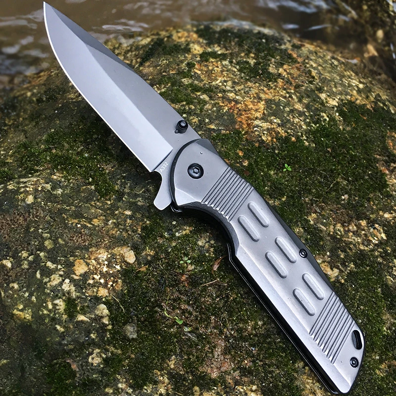 

Tactical Folding Knife Blade Steel Handle Flipper Knife Camping Outdoor Survival Pocket Knives EDC Tool Leather Skiver