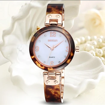 

2019 New Women Watch Resin Band Shell Dial Quartz Watch Luxury Ladies Female Rose Golden Wristwatch agate amber Band Gifts #b
