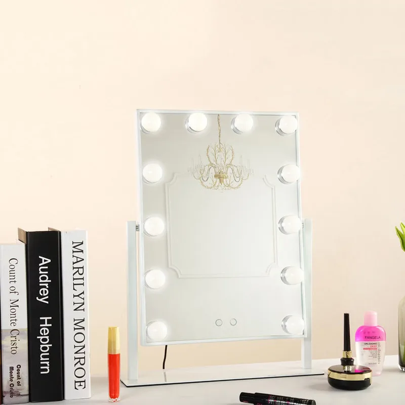  New LED 12 Bulb Mirror Portable Princess Mirror Beauty Mirror Vanity Light 3 Color Makeup Mirror Ad