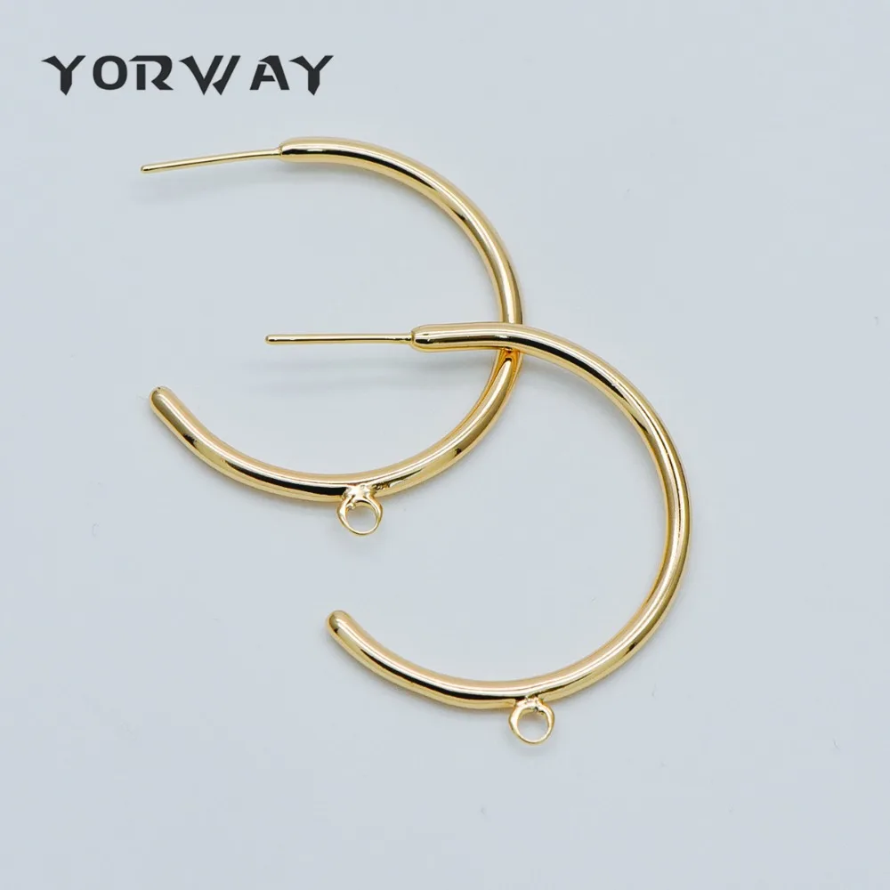 

10pcs Gold plated Brass Earring Posts, Circle Stud Earring with Ring/Loop, 20/ 30mm Circle Size (GB-425)