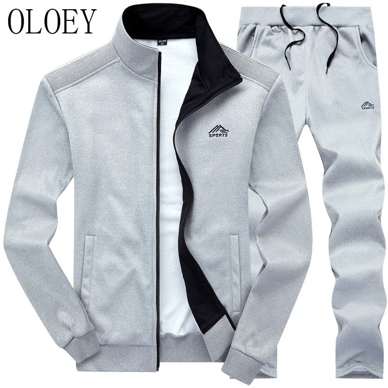 OLOEY رياضية الرجال مجموعة الربيع الرياضية جرزاية طويلة الأكمام الذكور العرق بذلة رياضية البلوز و السراويل عارضة الرياضية الدعاوى
