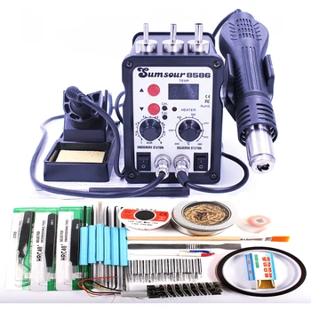 

8586 Solder Rework Station 110V / 220V 2 In 1 Hot Air Heat Gun Soldering Iron SMD Equipment Welding Repair Machine With Gifts