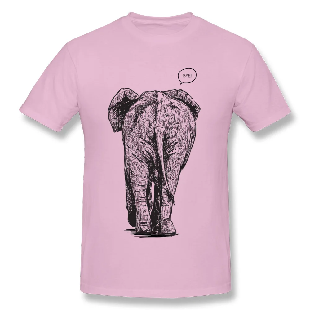 Bye-bye Elephant Print ostern Day 100% Cotton Fabric Crew Neck Mens Tops T Shirt Casual Sweatshirts Funky Short Sleeve T-Shirt Bye-bye Elephant pink