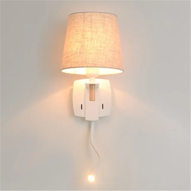 Simple Modern LED Wall Lamp Switch Adjustable Wall Light Fixtures Home Fabric Shade Bedside Wall