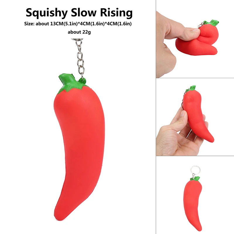 

Cute Squishy hot pepper squishi cayenne pepper Slow Rising chilli Pendant Sweet Phone Strap Kid Fun squeeze relieve stress Toys