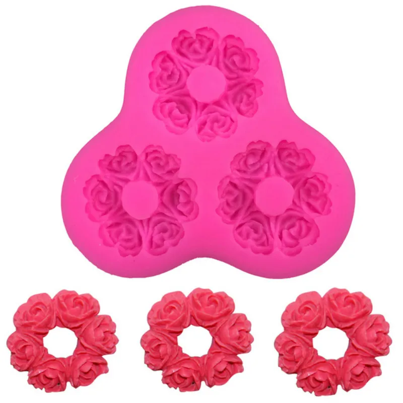 

Rose Garlands Shape 3D Cake Mould Fondant Silicone Mold Food Grade Mastic Chocolate Jello Pastry Candy Making Decoration Tools