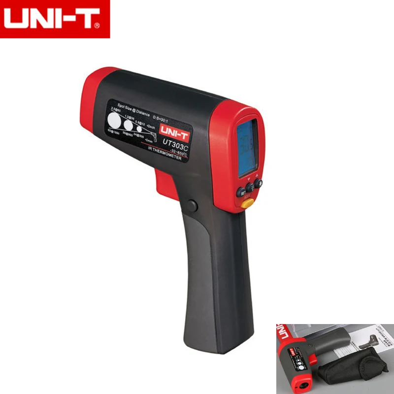 

UNI-T UT303C 30:1(D:S) High Accuracy Infrared IR Thermometer Laser Temperature Gun Meter Range -32~1050 Degree