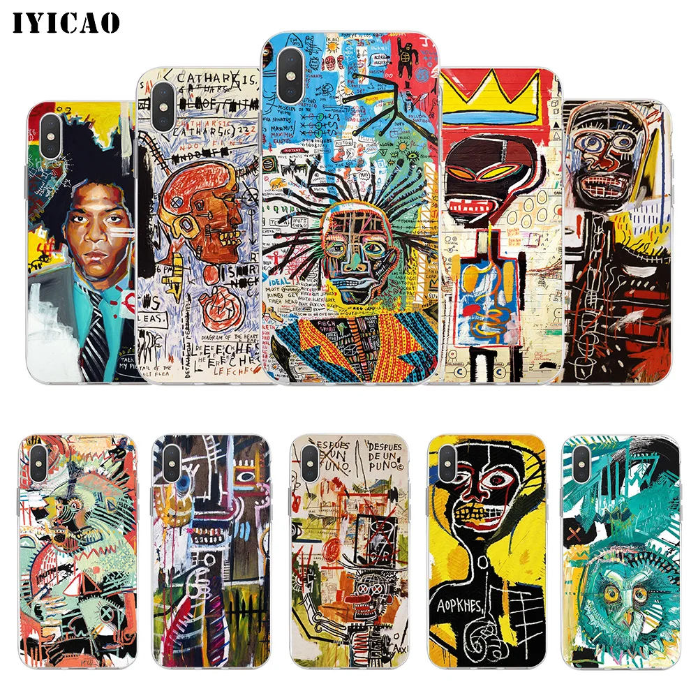 

IYICAO Jean Michel Basquiat Soft Silicone Phone Case for iPhone X XR XS MAX 6 6s 7 8 Plus X 5 5S SE TPU Cover