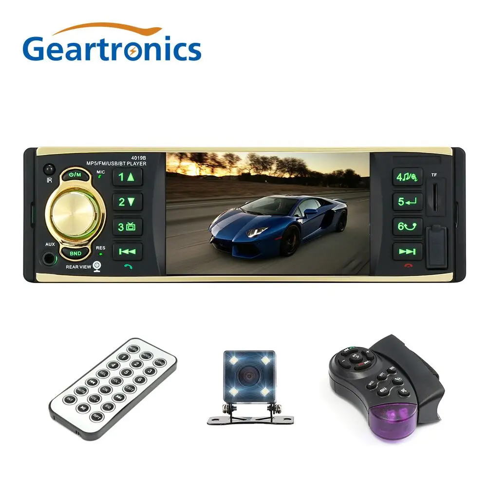 

4019B 4.1 inch 1 Din Car Radio Audio Stereo 1Din USB AUX FM Radio Station Bluetooth with Rearview Camera Remote Control