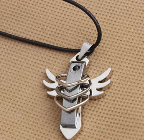 

Korean Angel Wings Classic Simple Cross Necklaces & Pendants Titanium Steel Black Color for Female and Male