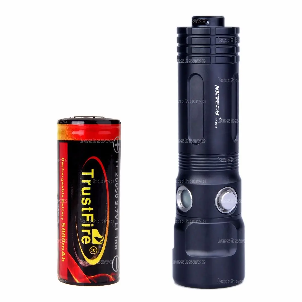 

NKTECH Flashlight NK-D011 Diving Flashlight Or 1pcs TrustFire 26650 5000mAh Battery Led Flashlight 3 modes 800LM