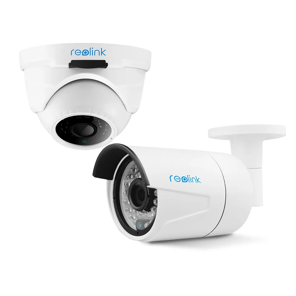  Reolink RU 2-pack CCTV Surveillance System PoE IP Camera HD 4MP Video and Audio Bullet Dome Network Cam RLC-4120 