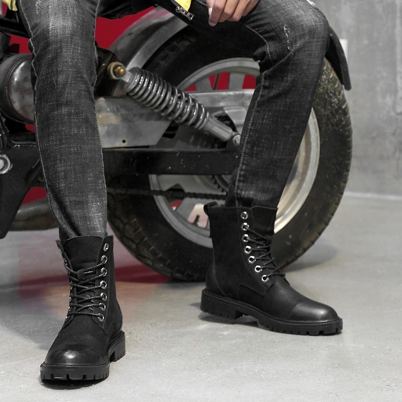 Зимние мужские ботинки; Повседневная обувь в стиле милитари; мужские ботинки из натуральной кожи; Рабочая обувь; зимние военные ботинки для мужчин
