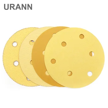 

10pcs/lot Yellow Color 5" 125mm Dry Sanding Disc Abrasive Dry Sandpaper 6 Holes Woodworking Electric Grinder Accessories