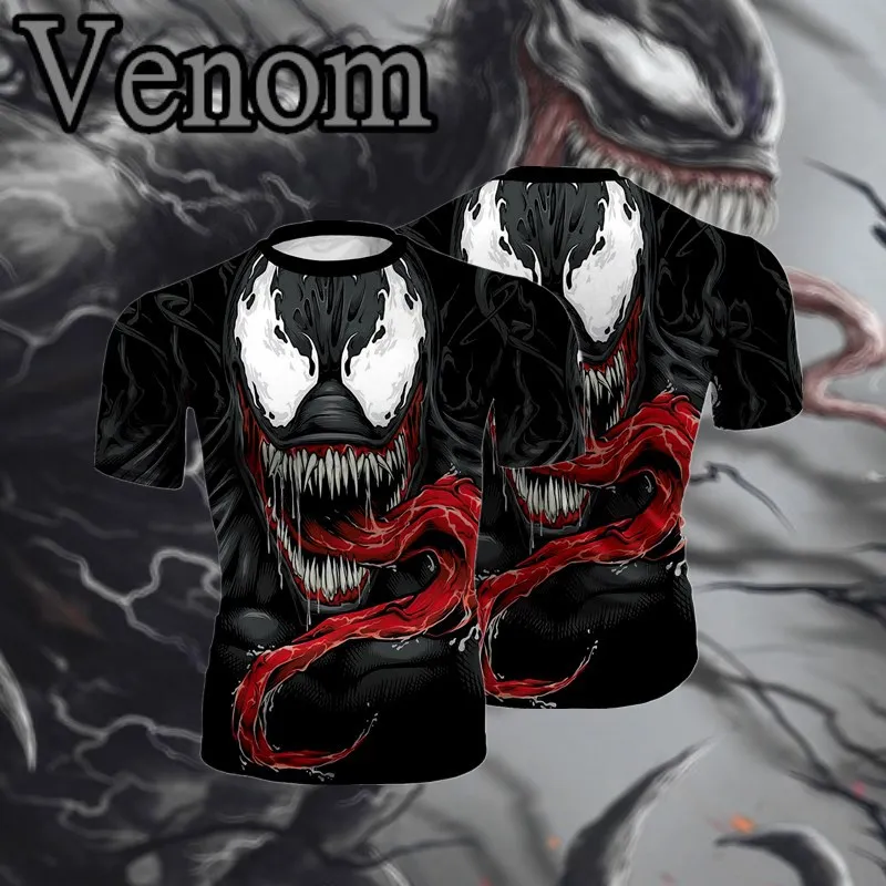 Venom T-shir Косплей костюмы мультфильм Venom с цифровым 3d-рисунком футболка с круглым вырезом и короткими рукавами блейзер