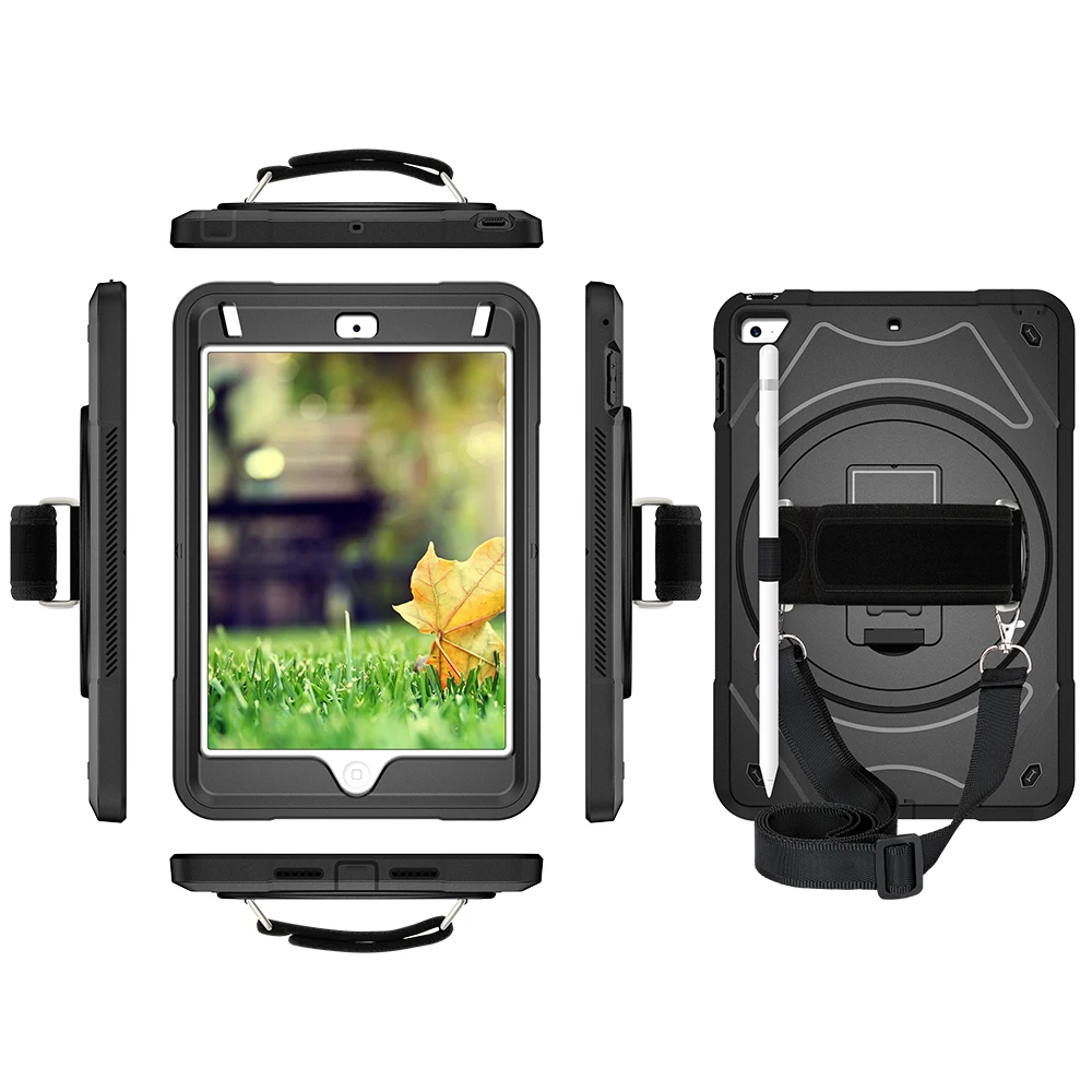 

Miesherk for iPad Mini 5 / 4 Case Military Grade Drop Test with Hand Strap Kickstand and Shoulder Strap for Mini 5 / 4 (Black)