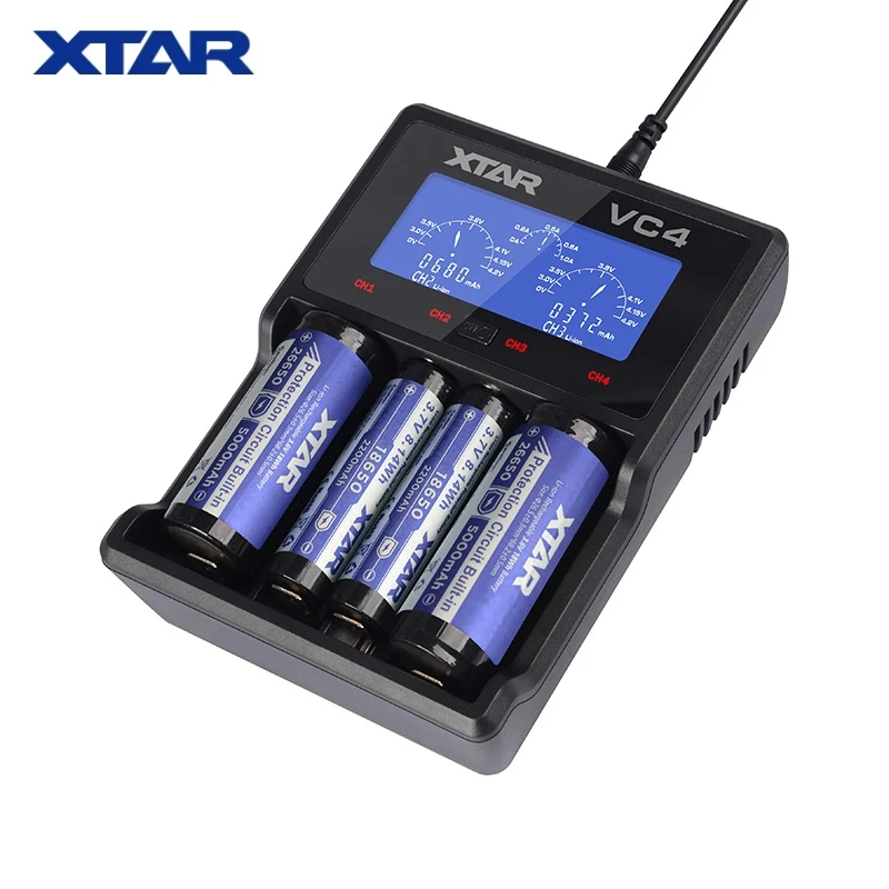 

2018 XTAR VC4 battery charger 3.7V Intelligent li-ion 18650 26650 10440 16340 18350 26500 AA / AAA NiMH lithium Battery Charger