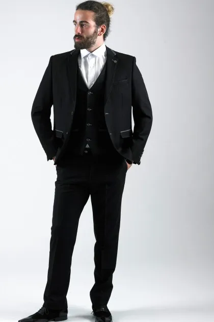 2017 последние конструкции пальто брюки черные зимние твид мужской костюм Slim Fit Тощий 3 предмета Блейзер пользовательские жених костюмы для