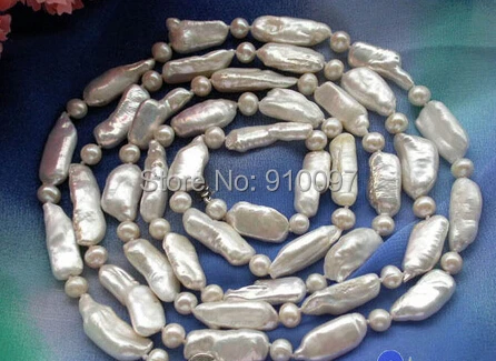

LHX54143>>>>50" 26mm white biwa dens round freshwater cultured pearl necklace