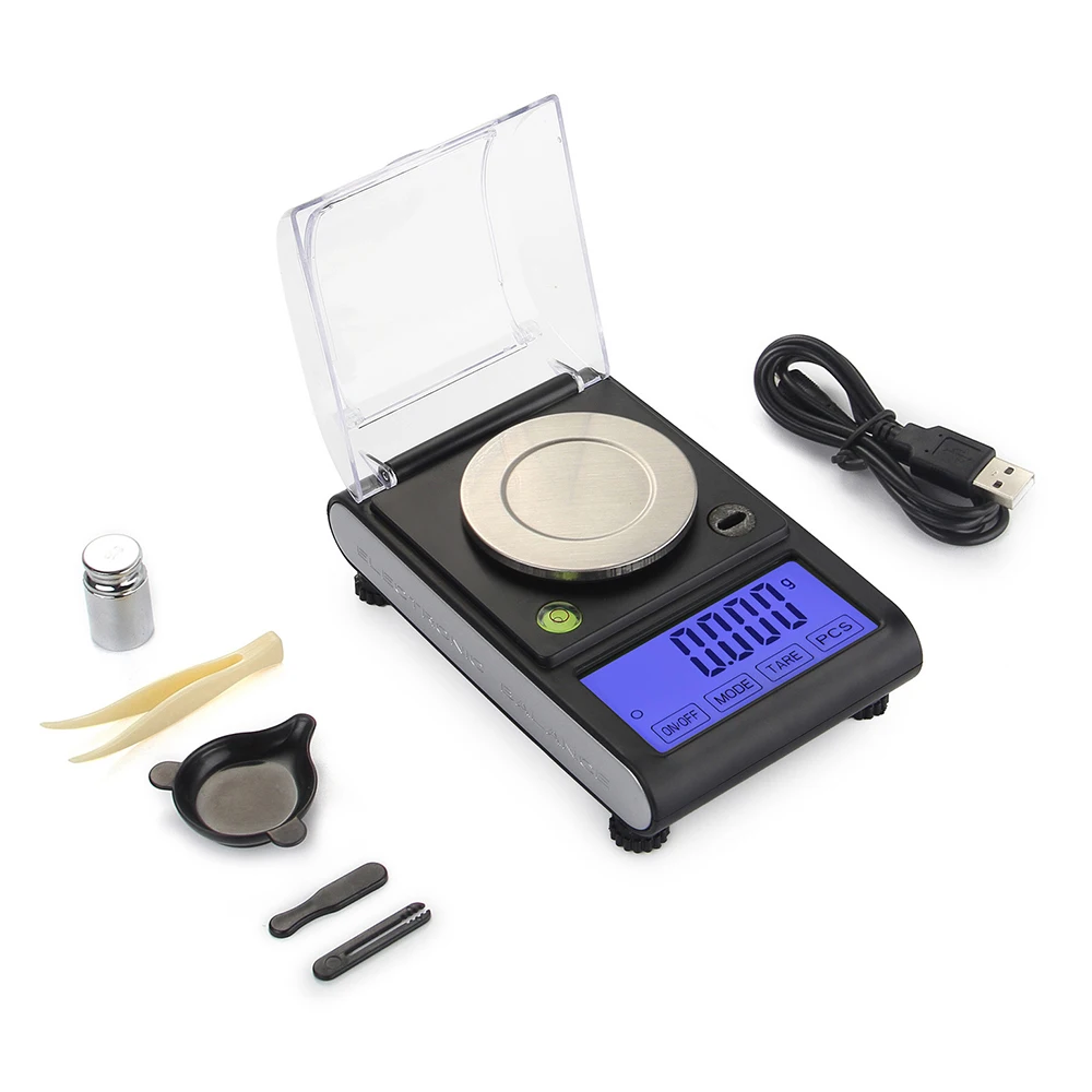

BORUiT 50g 0.001g Portable Mini Electronic LCD Digital Scales High Precision Jewelry Diamond Weight Mini Balance