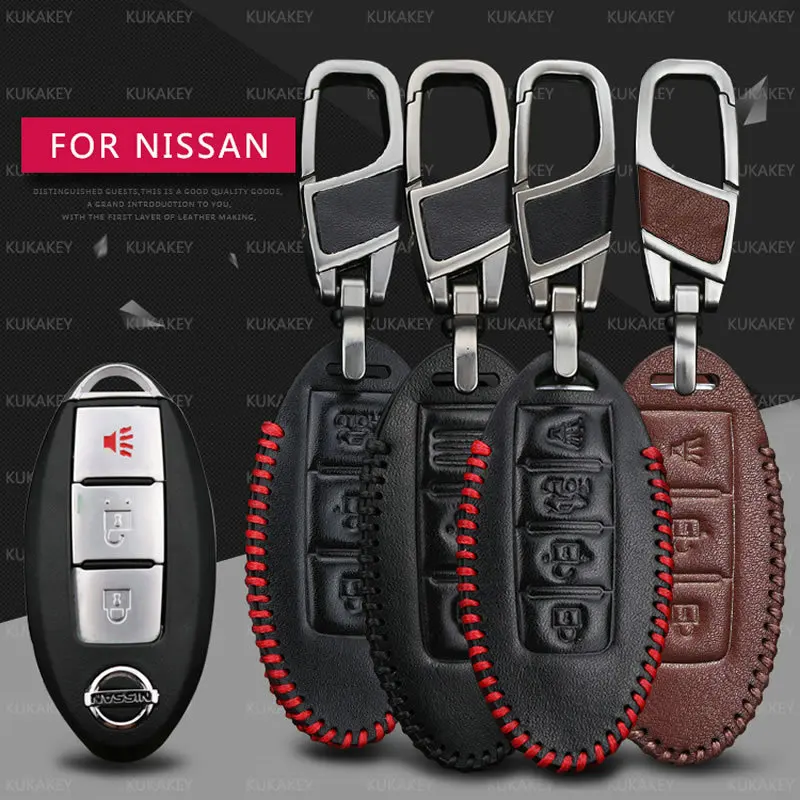 Ключи Чехол для Nissan Qashqai Juke Примечание Almera Teana Tiida Мурано Pathfinder из натуральной кожи