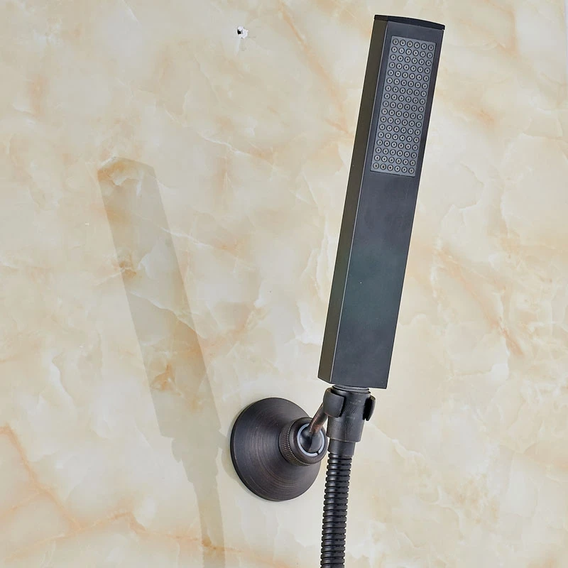 Freeshipping OIl Rubbed Bronze Handheld+Holder+Hose Solid Brass Shower Fittingsin Shower Heads