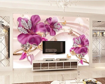 

Papel de parede Three-dimensional flower jewelry 3d wallpaper,living room sofa TV wall bedroom wall papers home decor cafe bar